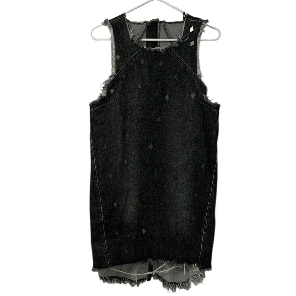 Revolve One Teaspoon Black Denim Distressed Sleeveless Dress(Size Small)